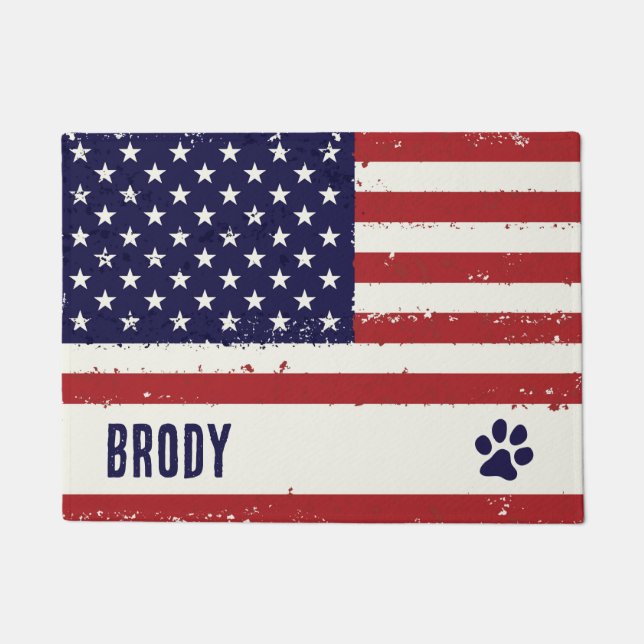 Patriotic Dog Paw Print - Dog Tischset - US Dog Fußmatte (Vorderseite)