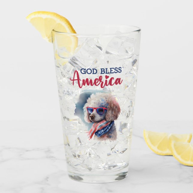 Patriotic Dog-Poodle Glas (Vorderseite Ice)