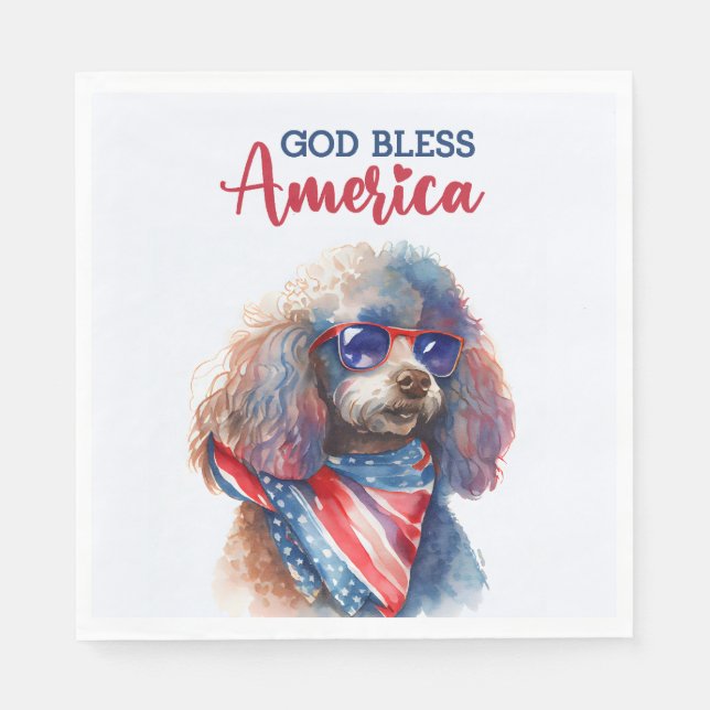Patriotic Dog-Poodle Serviette (Vorderseite)