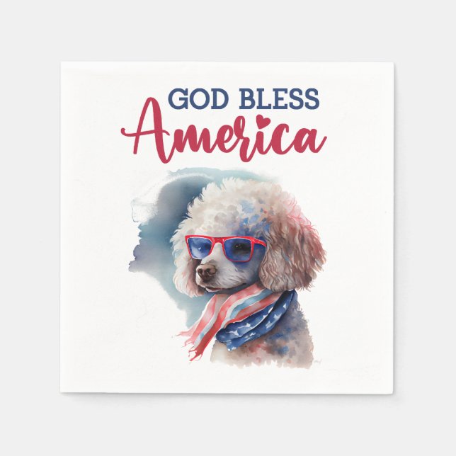 Patriotic Dog-Poodle Serviette (Vorderseite)