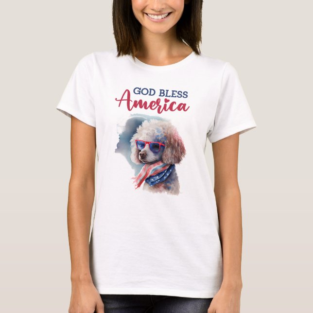 Patriotic Dog-Poodle T-Shirt (Vorderseite)