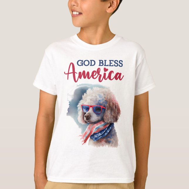 Patriotic Dog-Poodle T-Shirt (Vorderseite)
