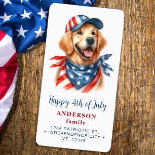 Patriotic Dog Red White Blue Rücksendeadresse Adressaufkleber