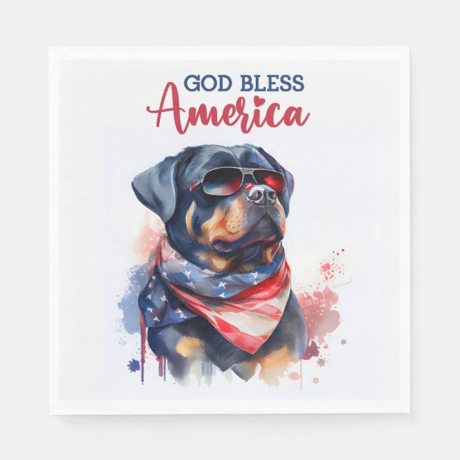Patriotic Dog-Rottweiler Serviette (Vorderseite)