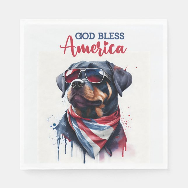 Patriotic Dog-Rottweiler Serviette (Vorderseite)