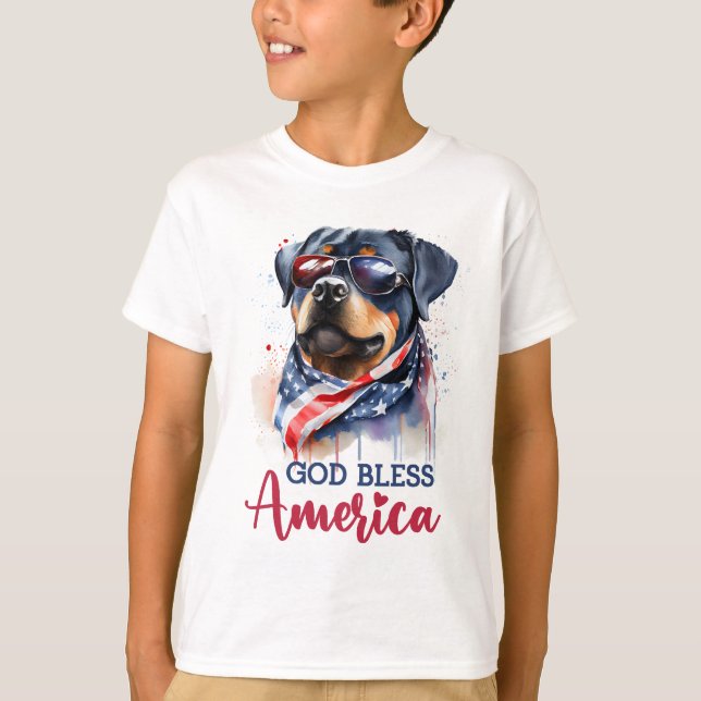 Patriotic Dog-Rottweiler T-Shirt (Vorderseite)