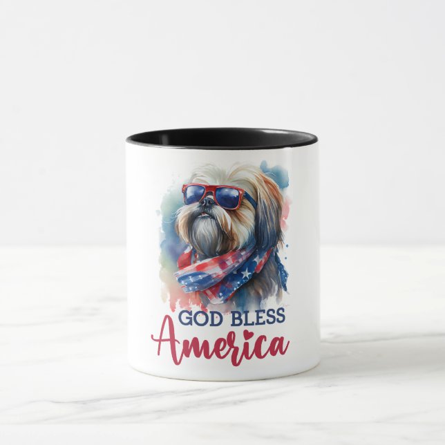 Patriotic Dog-Shih tzu Tasse (Zentrum)