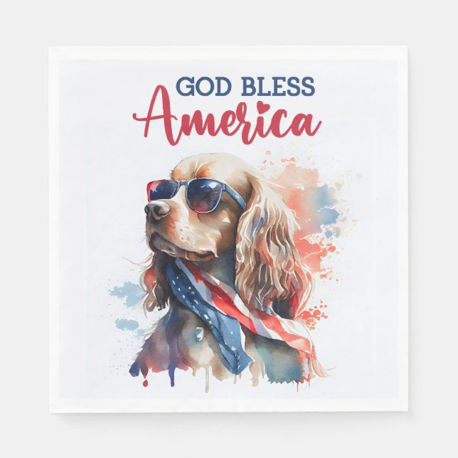 Patriotic Dog-Spaniel Serviette (Vorderseite)
