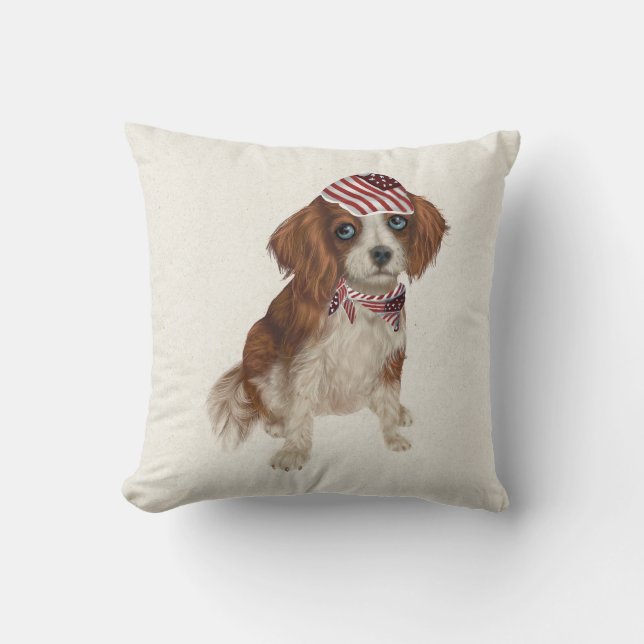 Patriotic Dog Spaniel Throw Kissen (Vorderseite)