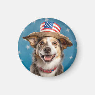 Patriotic Dog USA Election Magnet