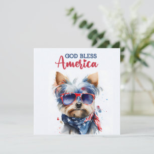 Patriotic Dog-Yorkie 4. Juli Card Feiertagskarte
