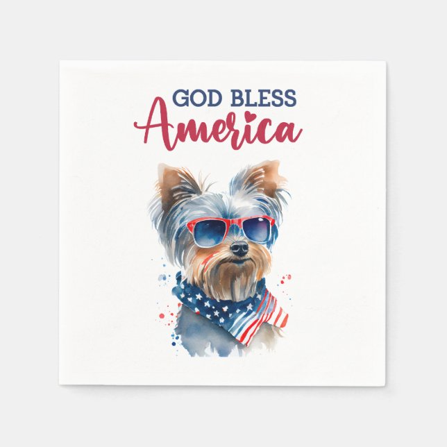 Patriotic Dog-Yorkie Serviette (Vorderseite)