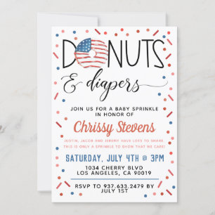 Patriotic Donut Baby Sprinkle Dusche Einladung