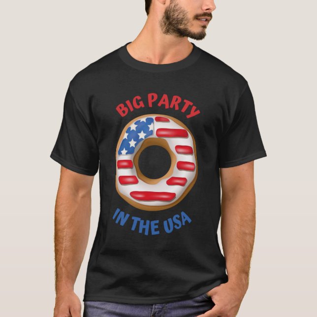 Patriotic Donut Big Party USA T-Shirt (Vorderseite)