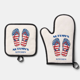 Patriotic Dreh Flop Oven Mitt und Pot Holder Ofenhandschuh & Topflappen-Set