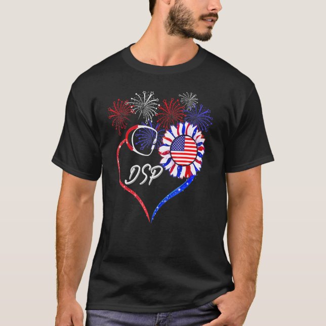 Patriotic Dsp Sonnenblume 4. Juli Amerikanische Fl T-Shirt (Vorderseite)
