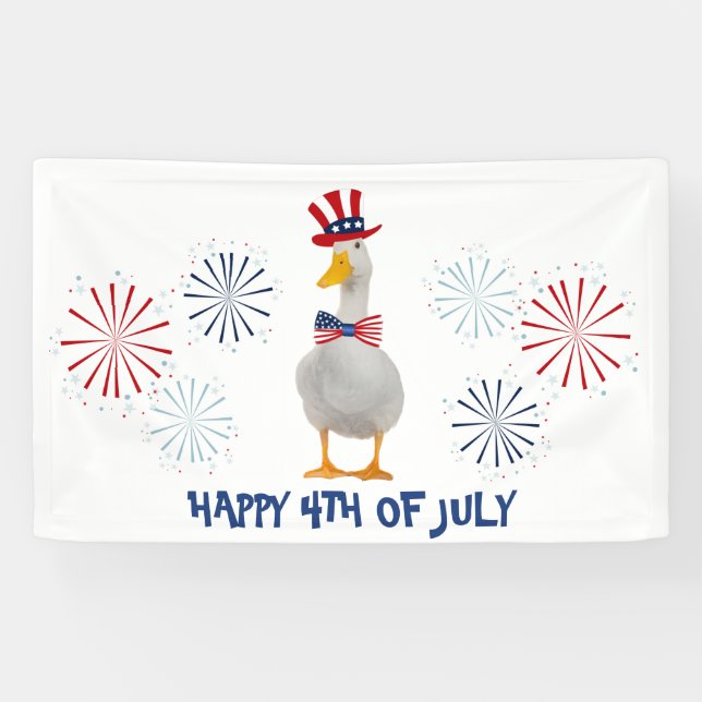 Patriotic Duck Happy 4. Juli Banner (Horizontal)