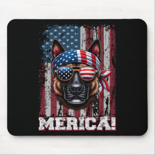 Patriotic Dutch Shepherd Dog Lover Us Flag Indepen Mousepad