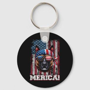 Patriotic Dutch Shepherd Dog Lover Us Flag Indepen Schlüsselanhänger