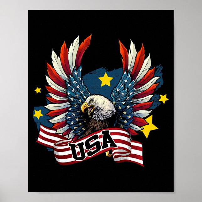 Patriotic Eagle 4. Juli USA Flag Männer Poster (Vorne)