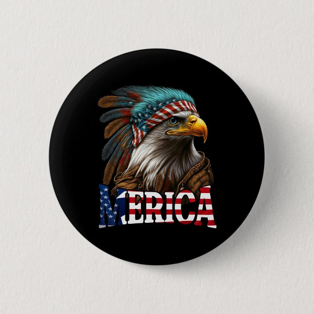 Patriotic Eagle American Flag 4. Juli Merica 1 Button (Vorderseite)
