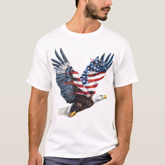 Patriotic Eagle American Flag T - Shirt (Vorderseite)