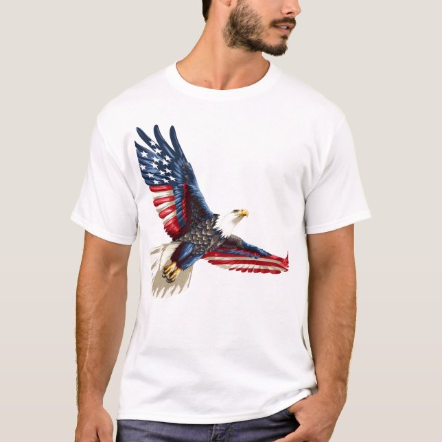 Patriotic Eagle American Flag T - Shirt (Vorderseite)