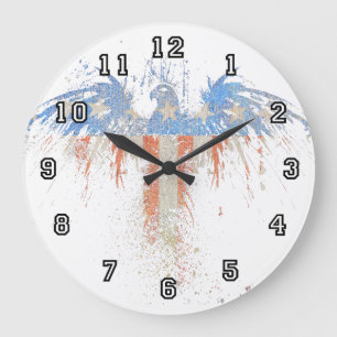 Patriotic Eagle American Flag Wallclock Große Wanduhr