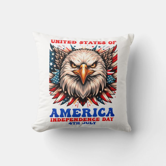 Patriotic Eagle Americana Throw Pillow Kissen (Vorderseite)
