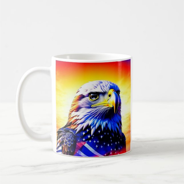 Patriotic Eagle and American Flag Kaffeetasse (Links)