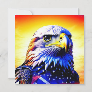 Patriotic Eagle and American Flag Mitteilungskarte