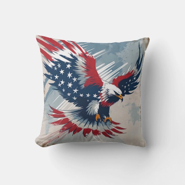 Patriotic Eagle Art Throw Pillow Kissen (Vorderseite)