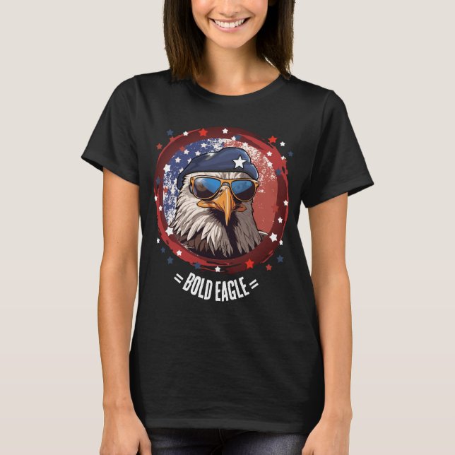Patriotic Eagle Beret Denim Jacket T-Shirt (Vorderseite)