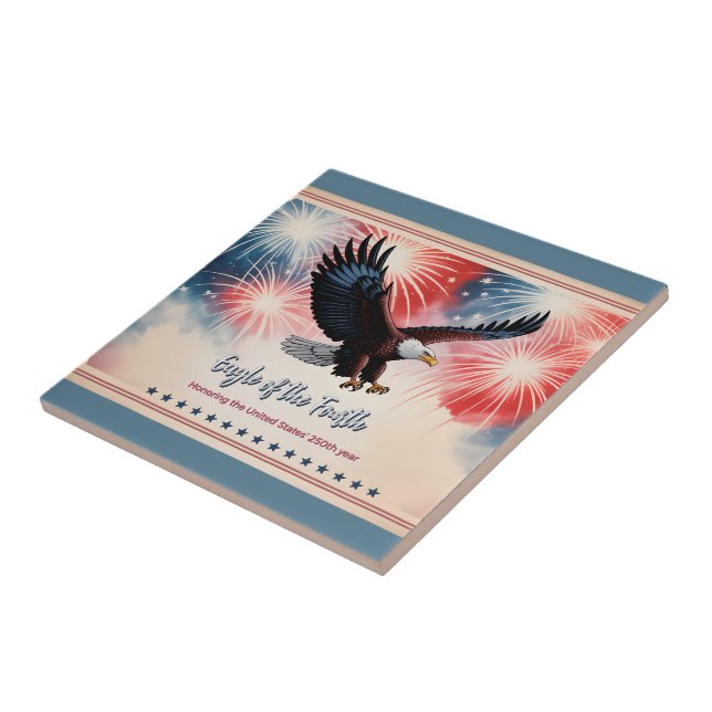 Patriotic Eagle Fireworks 1776–2026 US Keepsake Fliese (Seite)