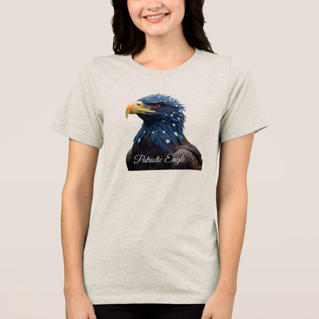 Patriotic Eagle girl t-shirt Tri-Blend Shirt (Vorderseite)