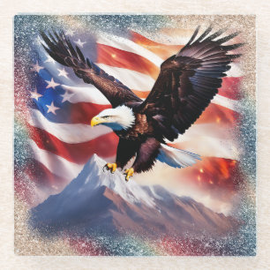 Patriotic Eagle Glass Untersetzer