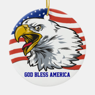 Patriotic Eagle Keramik Ornament