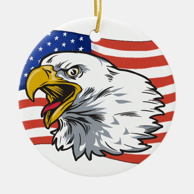 Patriotic Eagle Keramik Ornament (Vorne)