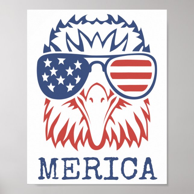 Patriotic Eagle Merica 4. Juli American Flag T Poster (Vorne)