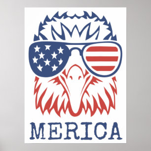 Patriotic Eagle Merica 4. Juli American Flag T Poster