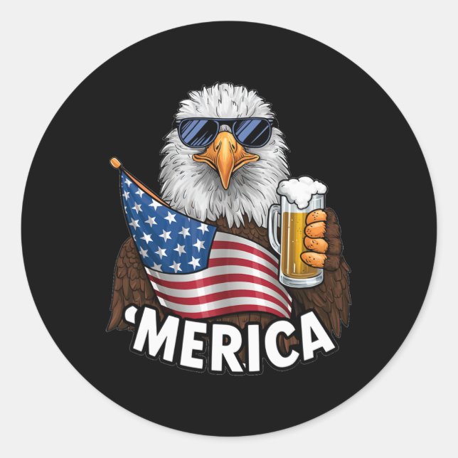 Patriotic Eagle merica 4. Juli Runder Aufkleber (Vorderseite)