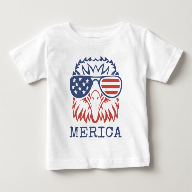 Patriotic Eagle Merica 4th of July American Flag T Baby T-shirt (Vorderseite)