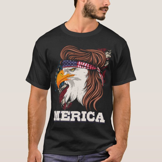Patriotic Eagle Mullet 4. Juli American Pride T-Shirt (Vorderseite)