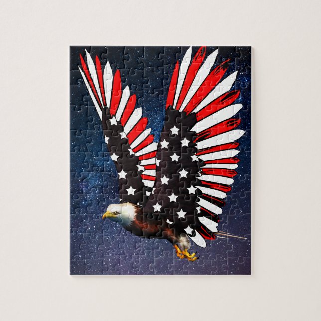Patriotic Eagle Puzzle – American Flag Wings on St (Vertikal)