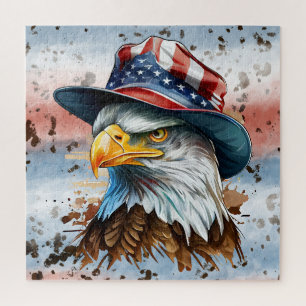 Patriotic Eagle Red White Blue America Puzzle