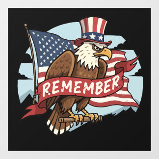 Patriotic Eagle "Remember" American Flag Design Fensteraufkleber