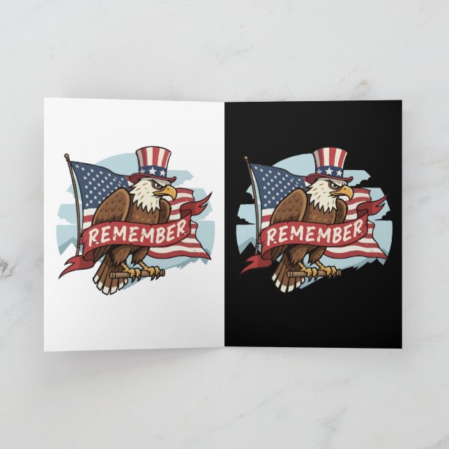 Patriotic Eagle "Remember" American Flag Design Karte (Innenseite)