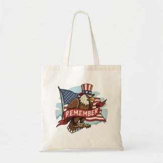 Patriotic Eagle "Remember" American Flag Design Tragetasche