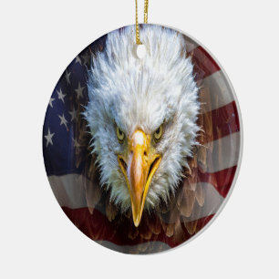 Patriotic Eagle - Siehe Rückseite Keramik Ornament