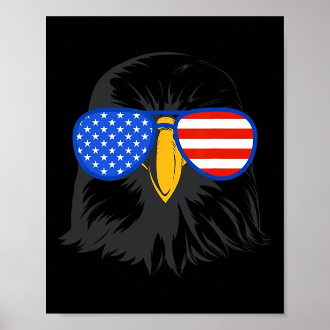 Patriotic Eagle Sungles 4. Juli USA Byld Poster (Vorne)